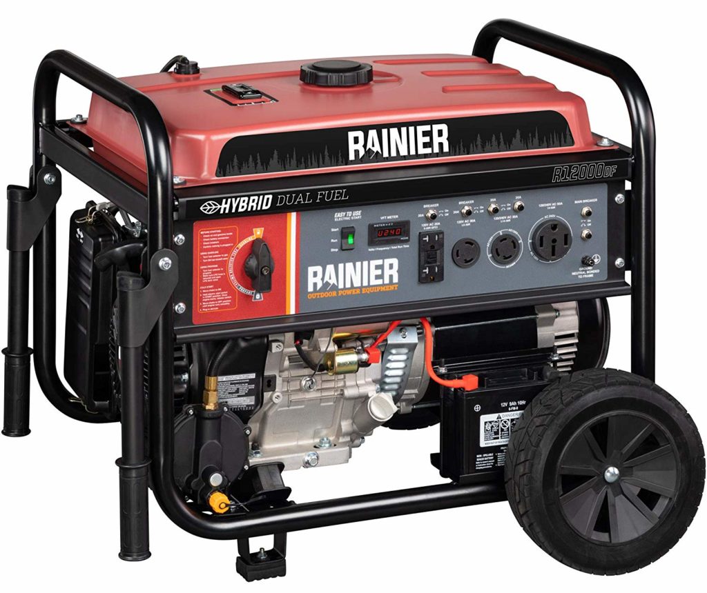 Rainier R12000DF Dual Fuel Open Frame Generator